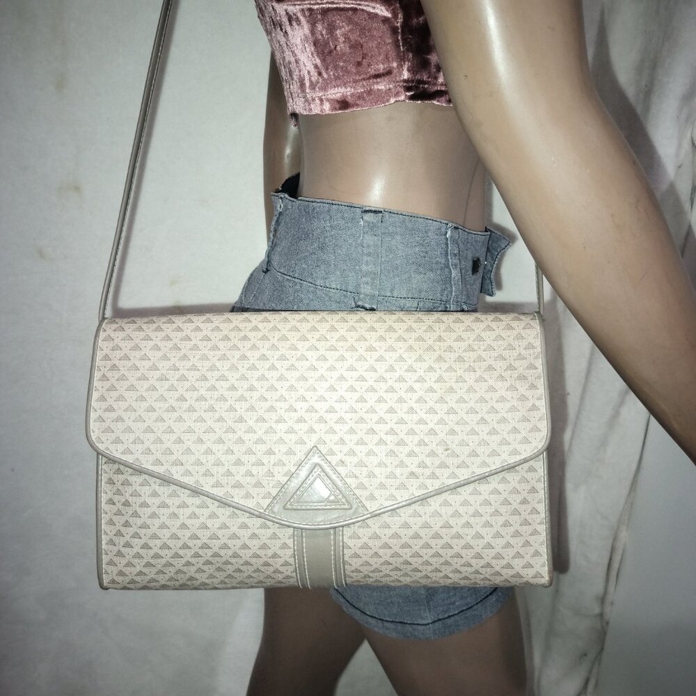 Liz Claiborne Beige and Taupe Leather Crossbody Bag, EUC - Picture 2 of 16
